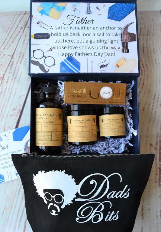FATHERS DAY GIFT - Black Gift Bag - Mens Gift Box - Gift Box With Card - Fathers Day Card - Bijoux Lucy
