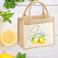 Personalised Holiday Jute Bag, Personalised Lemon Print Tote Bag, Luxury Holiday Gifts, Gifts for Her, Mother's Day Bag, Custom Tote Bag - Bijoux Lucy