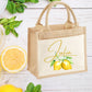 Personalised Holiday Jute Bag, Personalised Lemon Print Tote Bag, Luxury Holiday Gifts, Gifts for Her, Mother's Day Bag, Custom Tote Bag - Bijoux Lucy