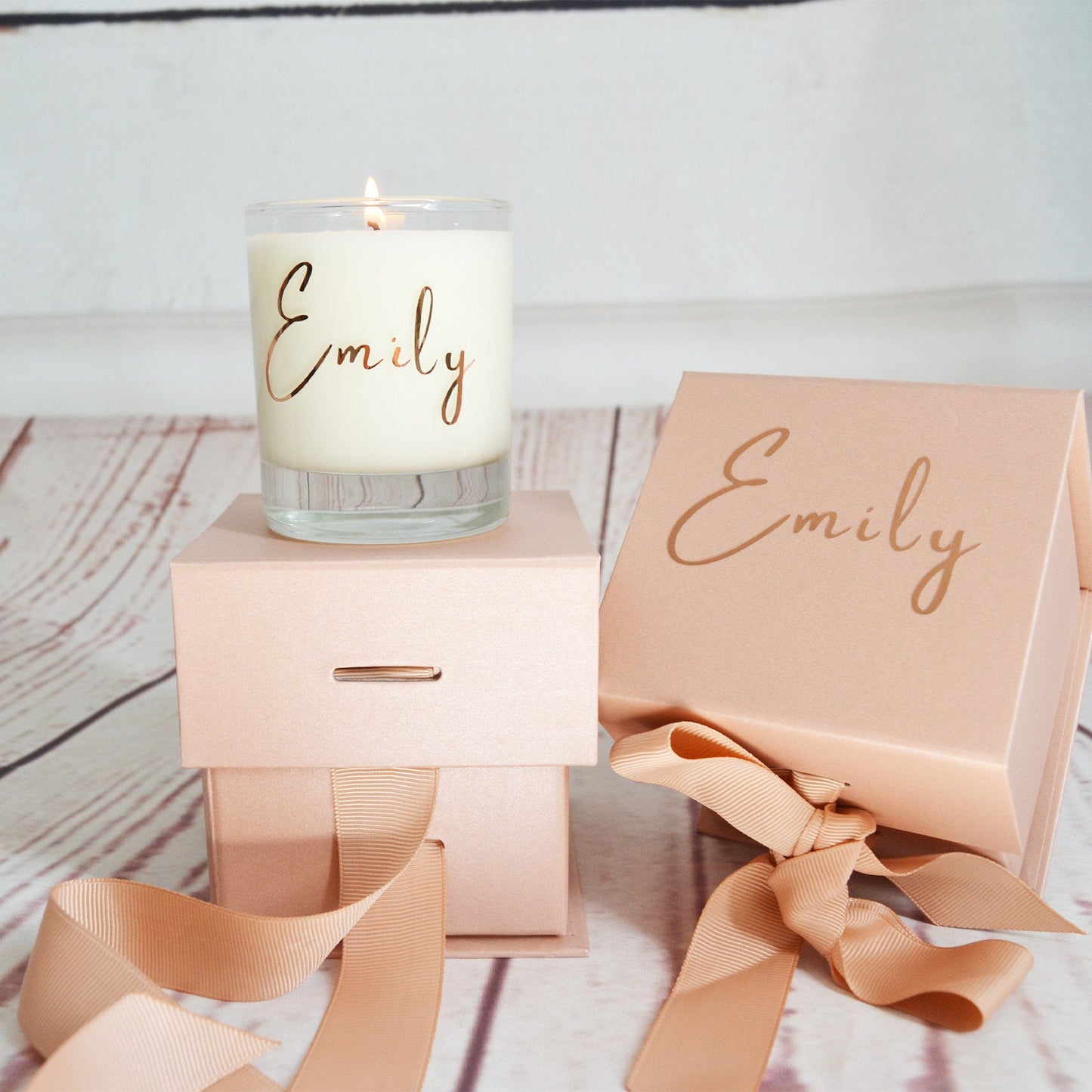 Rose Gold Birthday Gift. Rose Gold Birthday Candle Box, Gift for Friends. Gifts for Mom. Gift Box with Ribbon. Personalised Birthday Candle - Bijoux Lucy