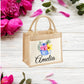 Personalised Holiday Jute Bag, Personalised Floral Print Tote Bag, Luxury Holiday Gifts, Gifts for Her, Mother's Day Bag, Custom Tote Bag - Bijoux Lucy