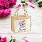 Personalised Holiday Jute Bag, Personalised Floral Print Tote Bag, Luxury Holiday Gifts, Gifts for Her, Mother's Day Bag, Custom Tote Bag - Bijoux Lucy