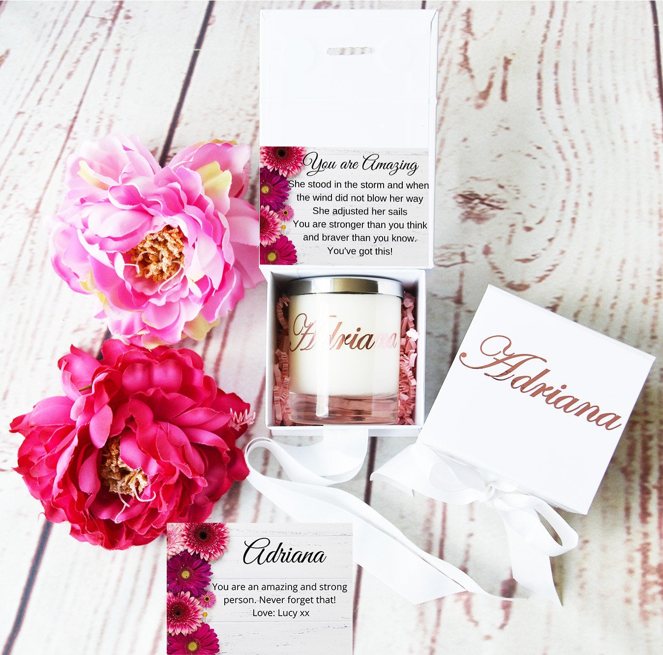 MOTIVATIONAL CANDLE - Luxury Scent Candle - Custom Soy Card - Ribbon Box Candle - Best Friend - Container Candles, Inspirational Gift - Bijoux Lucy