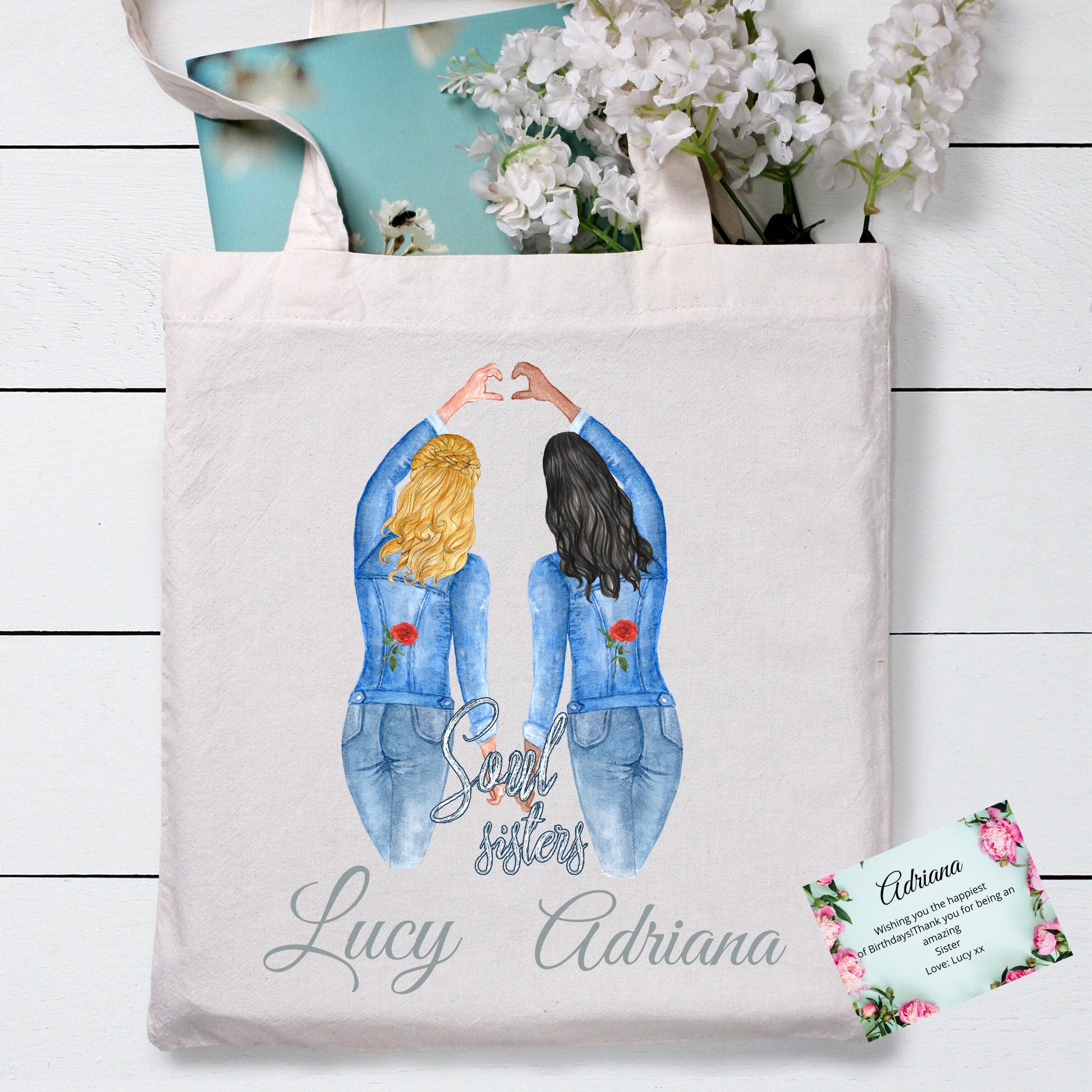Personalised Sister Tote Bag, Sister Gift Tote, Best Friends Tote bag, Personalised Gift, Special Sister, Special Friend, Unique Tote Bag - Bijoux Lucy