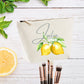 Personalized Lemon Bridesmaid Pouch Makeup Bag Bridesmaid Cosmetic Bag Makeup Organizer Toiletry Bag Gold Bridesmaid Bag Canvas Pouch,Amalfi - Bijoux Lucy