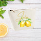 Personalized Lemon Bridesmaid Pouch Makeup Bag Bridesmaid Cosmetic Bag Makeup Organizer Toiletry Bag Gold Bridesmaid Bag Canvas Pouch,Amalfi - Bijoux Lucy